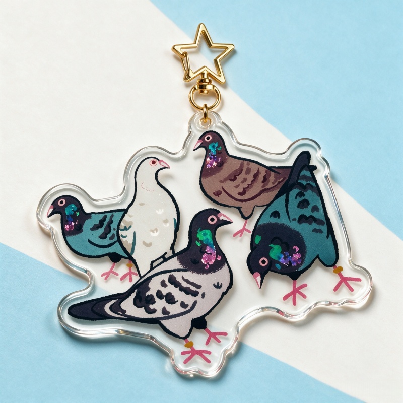 Retro Gaming Keychain - Gantungan Kunci Akrilik Pigeon Party, Gantungan
