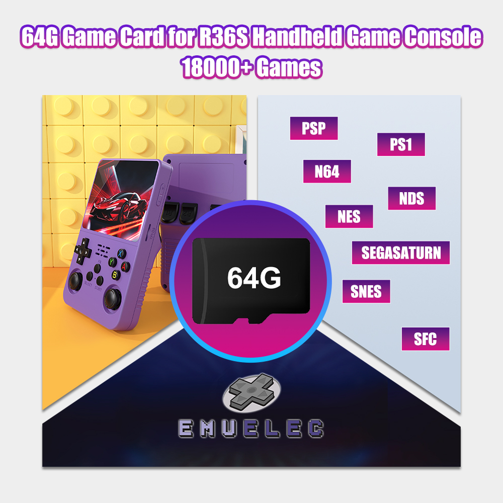 Retro Gaming R36S - Kartu TF Game 64G untuk Konsol