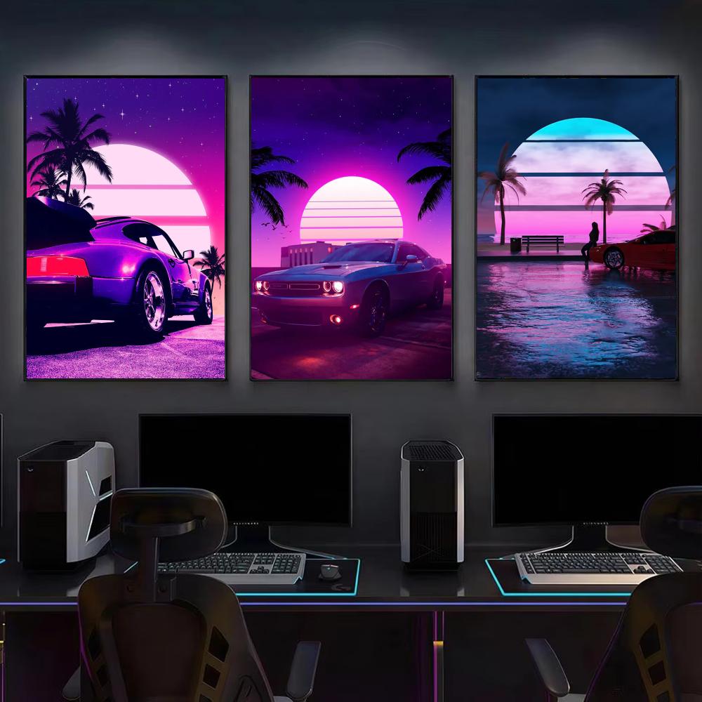 Poster Kota Mobil Retro Cyberp - Retro Gaming Art ulasan dan harga